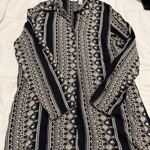 Chic Geometric Long Sleeve Blouse